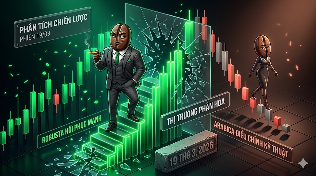 Phân tích Cà phê 19/03: Robusta tiếp đà hồi phục mạnh trong khi Arabica điều chỉnh kỹ thuật